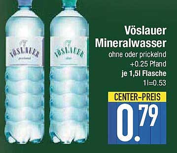 Vöslauer Mineralwasser ohne oder prickelnd, je 1,5l Flasche