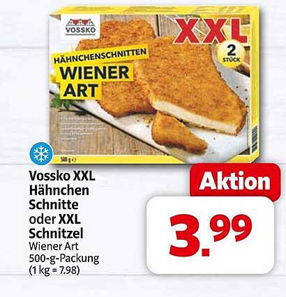 Vossko XXL Hähnchen Schnitte oder XXL Schnitzel Wiener Art 500-g-Packung