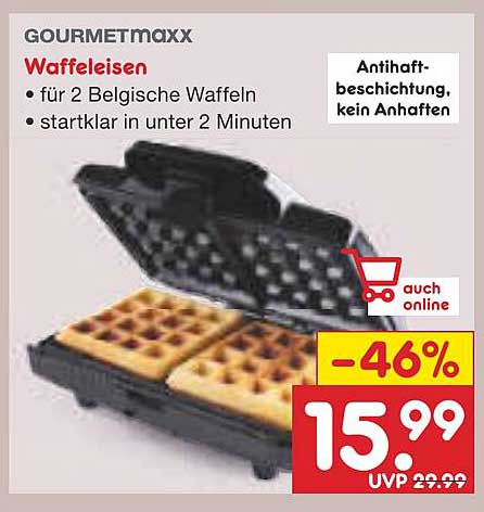 Waffeleisen Gourmetmaxx für 2 Belgische Waffeln