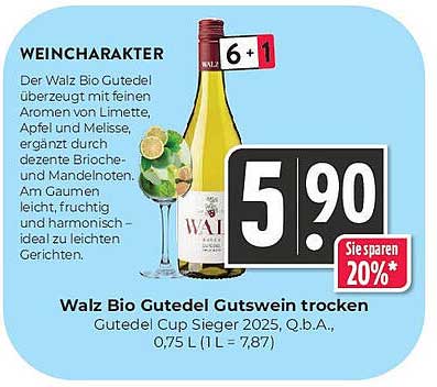 Walz Bio Gutedel Gutswein trocken, 0,75 l