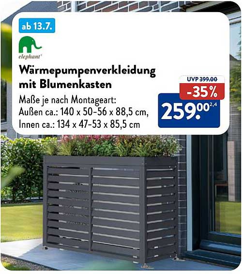 Wärmepumpenverkleidung mit Blumenkasten