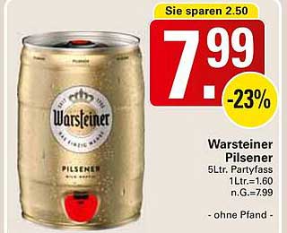 Warsteiner Pilsener 5L Partyfass