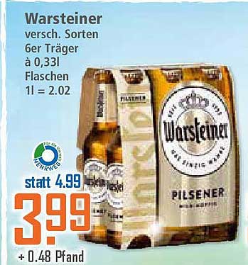 Warsteiner Pilsener 6er Träger 0,33l