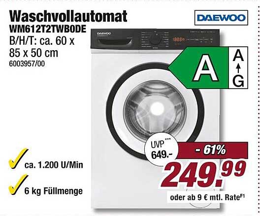 Waschvollautomat WM612T2TW80DE von Daewoo