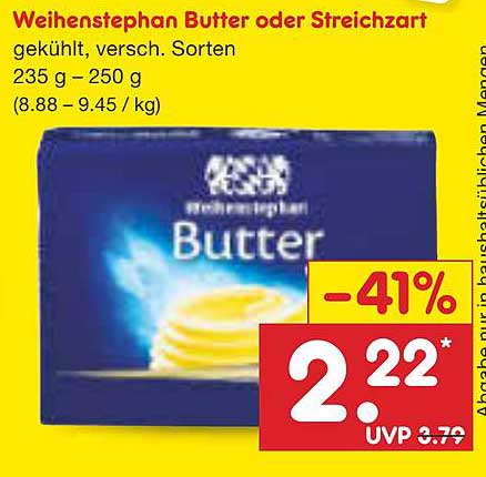 Weihenstephan Butter oder Streichart 235 g - 250 g