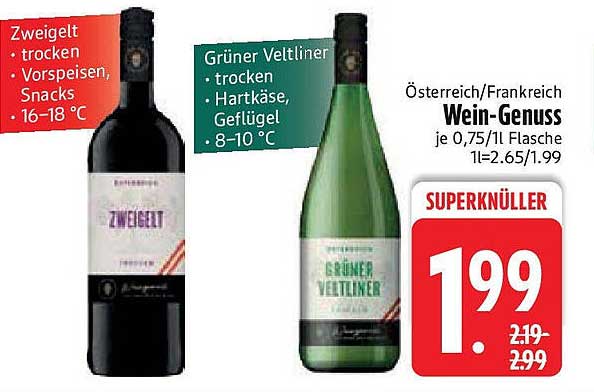 Wein-Genuss: Zweigelt & Grüner Veltliner - Superpreise