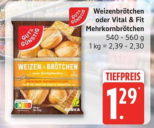 Weizenbrötchen oder Vital & Fit Mehrkornbrötchen
