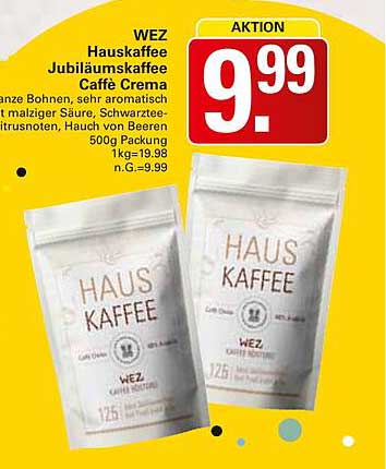 WEZ Hauskaffee Jubiläumskaffee Caffè Crema 500g