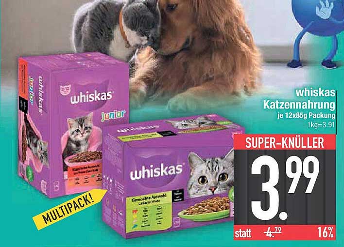 whiskas Katzennahrung je 12x85g Packung