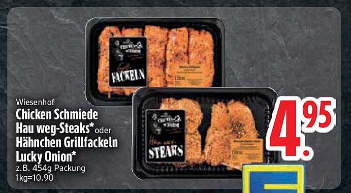 Wiesenhof Chicken Schmiede Hau weg-Steaks oder Hähnchen Grillfackeln Lucky Onion