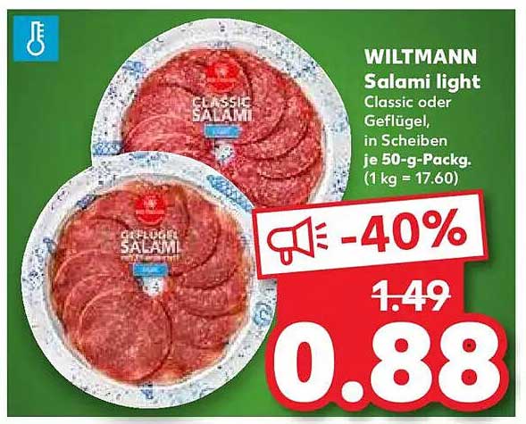 WILTANN Salami light Classic oder Geflügel, je 50-g-Pack.
