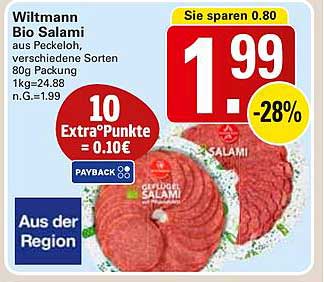 Wiltmann Bio Salami aus Peckeloh, verschiedene Sorten 80g Packung