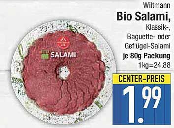 Wiltmann Bio Salami, Klassik-, Baguette- oder Geflügel-Salami je 80g Packung