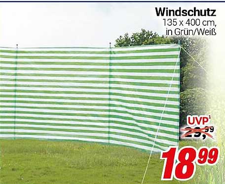 Windschutz 135 x 400 cm, in Grün/Weiß