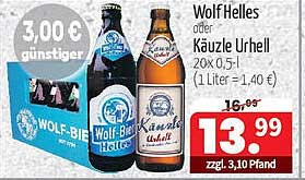 Wolf Helles oder Käuzle Urhell 20 x 0,5 l