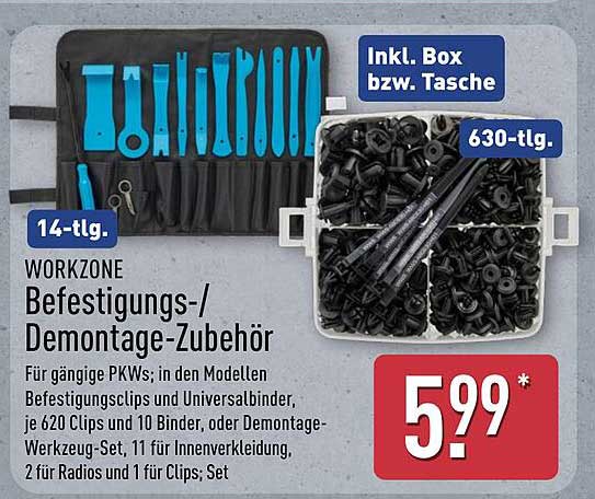WORKZONE Befestigungs-/Demontage-Zubehör, 14-tlg.