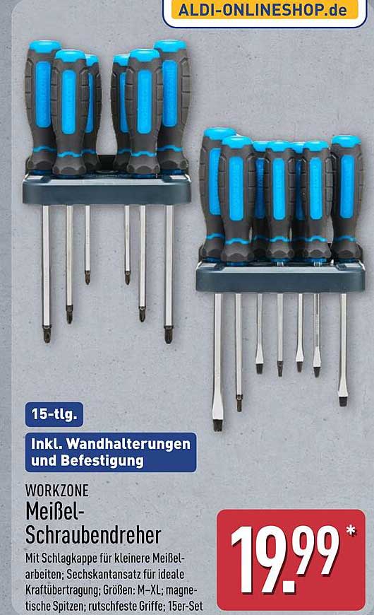 WORKZONE Meißel-Schraubendreher 15-tlg.