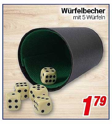 Würfelbecher mit 5 Würfeln