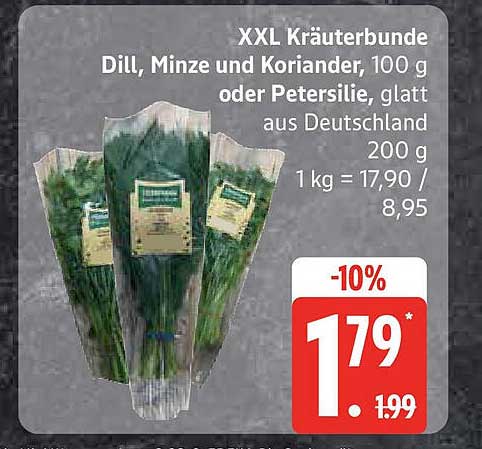 XXL Kräuterbunde Dill, Minze und Koriander, 100 g oder Petersilie, glatt aus Deutschland