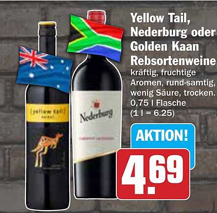Yellow Tail, Nederburg oder Golden Kaan Rebsortenweine