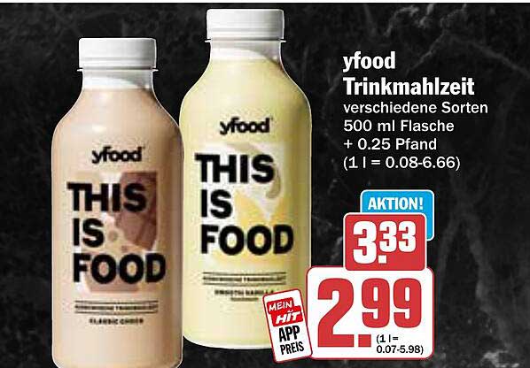 yfood Trinkmahlzeit verschiedene Sorten 500 ml Flasche