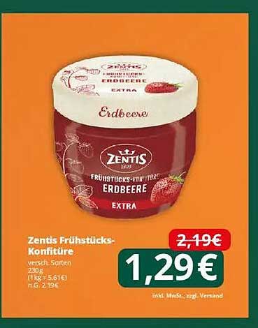 Zentis Frühstücks-Konfitüre Erdbeere 330g