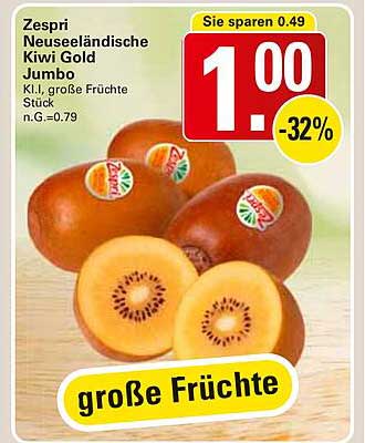 Zespri Neuseeländische Kiwi Gold Jumbo