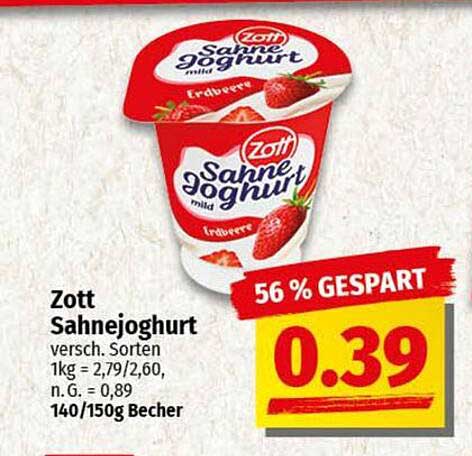 Zott Sahnejoghurt Erdbeere 140g
