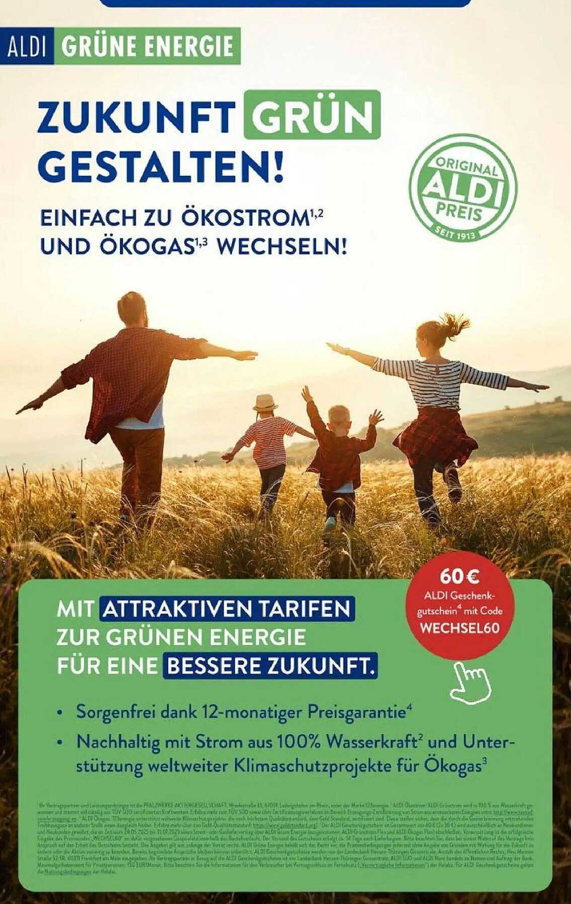 Zukunft grün gestalten – Wechsel zu ALDI Ökostrom und Ökogas!