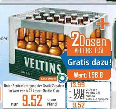 2 Dosen VELTINS 0,5 l Gratis dazu!