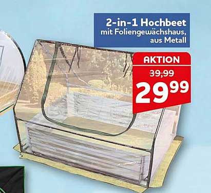 2-in-1 Hochbeet mit Foliengewächshaus, aus Metall