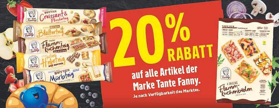 20% Rabatt auf alle Artikel der Marke Tante Fanny.