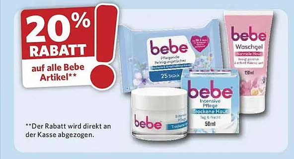 20% RABATT auf alle Bebe Artikel**