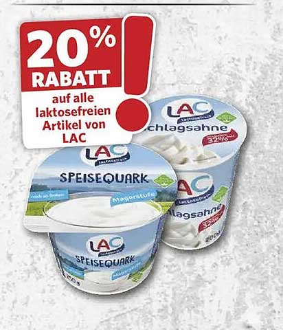 20% RABATT auf alle laktosefreien Artikel von LAC