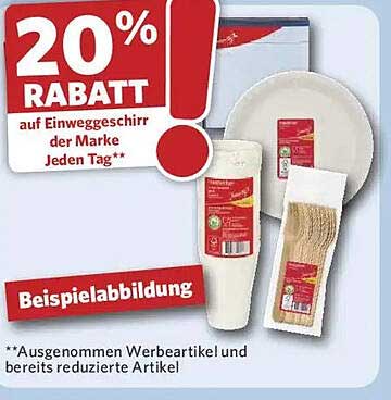 20% RABATT auf Einweggeschirr der Marke Jeden Tag**