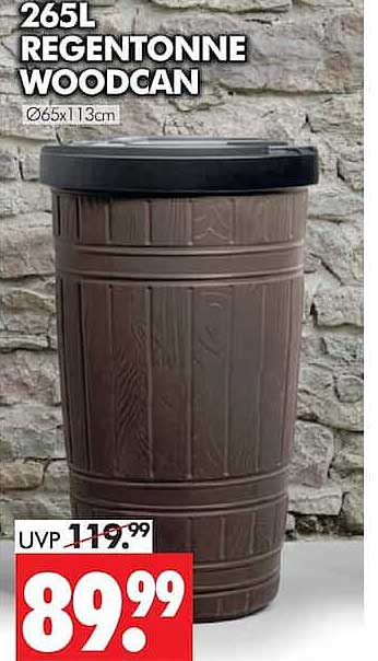 265L Regentonne WOODCAN Ø65x113cm