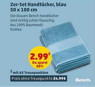2er-Set Handtücher, blau 50 x 100 cm