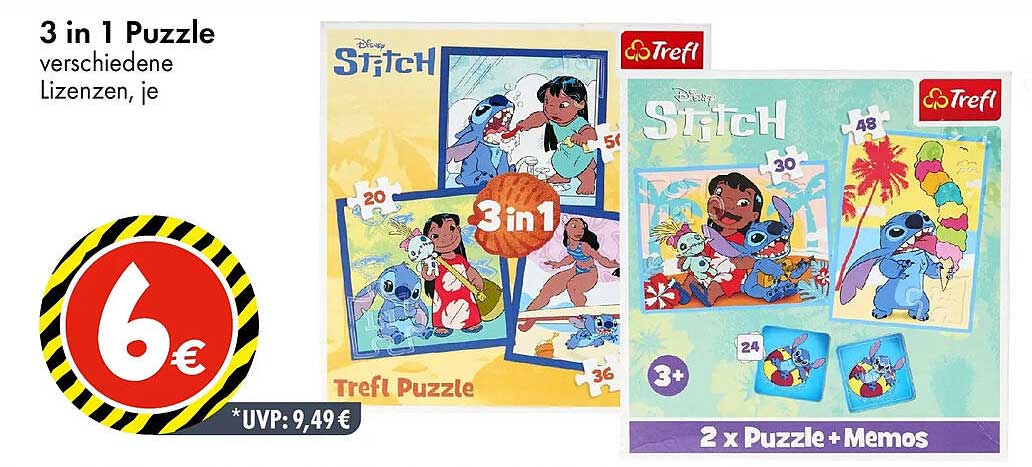 3 in 1 Puzzle verschiedene Lizenzen, je