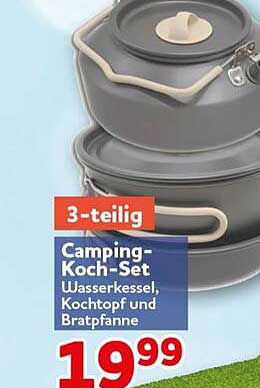 3-teilig Camping-Koch-Set Wasserkessel, Kochtopf und Bratpfanne
