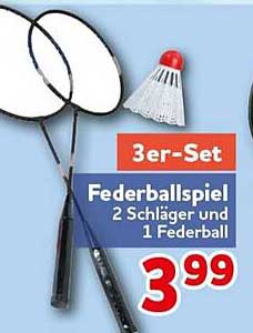 3er-Set Federballspiel 2 Schläger und 1 Federball