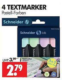 4 TEXTMARKER Pastell-Farben