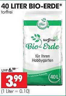40 LITER BIO-ERDE* torffrei für Ihren Hobbygarten