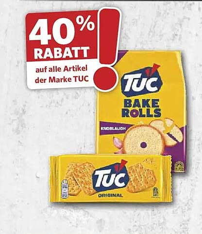 40% RABATT auf alle Artikel der Marke TUC