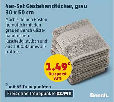4er-Set Gästehandtücher, grau 30 x 50 cm