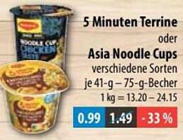 5 Minuten Terrine oder Asia Noodle Cups verschiedene Sorten je 41-g – 75-g-Becher