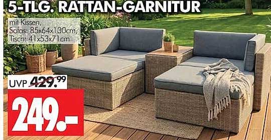 5-TLG. RATTAN-GARNITUR