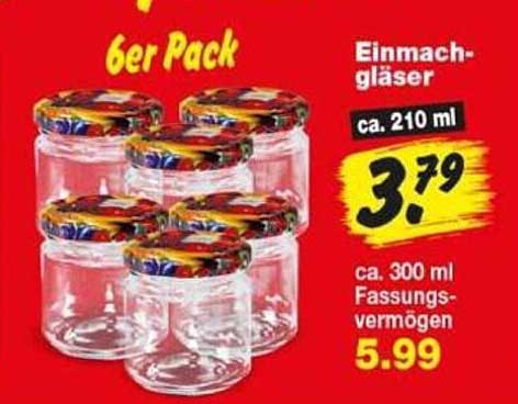 6er Pack Einmachgläser