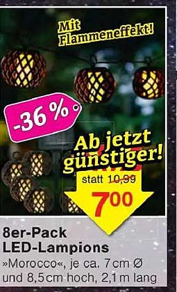 8er-Pack LED-Lampions »Morocco«, je ca. 7 cm Ø und 8,5 cm hoch, 2,1 m lang