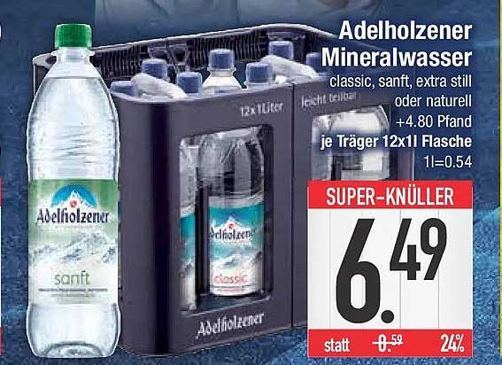 Adelholzener Mineralwasser classic, sanft, extra still oder naturell