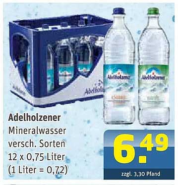 Adelholzener Mineralwasser versch. Sorten 12 x 0,75 Liter (1 Liter = 0,72)